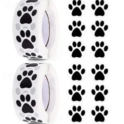 Paw Prints Stickers,(1 Inch/ 500 Stickers) Dog Stickers Dog Puppy Paw Prints Stickers,Colorful Self-Adhesive Labels Animal Decal,Paw Prints Envelope Seal for Classroom Kids (Black+Multi, 1 Inch)