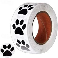 Paw Prints Stickers,(1 Inch/ 500 Stickers) Dog Stickers Dog Puppy Paw Prints Stickers,Colorful Self-Adhesive Labels Animal Decal,Paw Prints Envelope Seal for Classroom Kids (Black+Multi, 1 Inch)