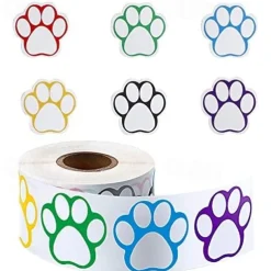 Paw Prints Stickers,(1 Inch/ 500 Stickers) Dog Stickers Dog Puppy Paw Prints Stickers,Colorful Self-Adhesive Labels Animal Decal,Paw Prints Envelope Seal for Classroom Kids (Black+Multi, 1 Inch)