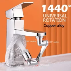 1pc 1440 Copper Alloy Universal Swivel Faucet Spray Head Suitable For Extension Faucet Aerator Spout Kitchen Faucet Wash Basin Robot Arm Faucet Extender Sink Accessories