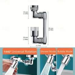 1pc 1440 Copper Alloy Universal Swivel Faucet Spray Head Suitable For Extension Faucet Aerator Spout Kitchen Faucet Wash Basin Robot Arm Faucet Extender Sink Accessories