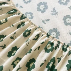 1Pc 100% Cotton Bed Fitted Sheet With Small Fragmented Flower Bed Cover Elastic Mattress Cover For Single Or Double Deluxe Double Bed Cover Available In Multiple Sizes