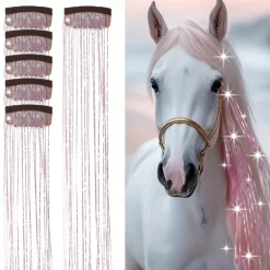 1pc 20 Inch 6 Clips Hair Clip Glitter Fairy Braiding Extensions Sparkling Ponytail Shine Set for Wedding, Competitions and Celebrations Bridal Accessories Clip-in Horse Hairpieces Horses Supplies Pony