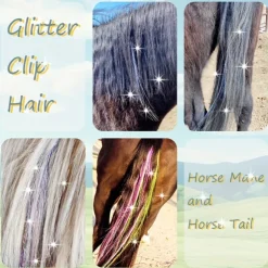 1pc 20 Inch 6 Clips Hair Clip Glitter Fairy Braiding Extensions Sparkling Ponytail Shine Set for Wedding, Competitions and Celebrations Bridal Accessories Clip-in Horse Hairpieces Horses Supplies Pony