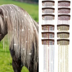1pc 20 Inch 6 Clips Hair Clip Glitter Fairy Braiding Extensions Sparkling Ponytail Shine Set for Wedding, Competitions and Celebrations Bridal Accessories Clip-in Horse Hairpieces Horses Supplies Pony