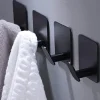 1pc Adhesive Towel Hooks on Wall: Robe Hooks for Hanging Clothes Hats Stick on Bathroom/Kitchen SUS 304 Stainless Steel Silver Black Hooks