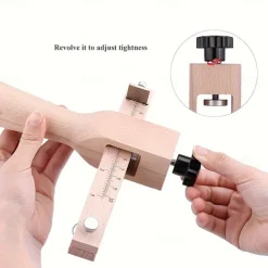 1pc Adjustable Wooden Leather Strap Maker with 5 Replacement Blades for DIY Leathercraft and Gardening Tools Craft Belt Cutter