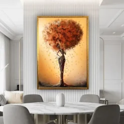 1pc African American Wall Art Canvas Painting Black Woman Flowers Poster Abstract Afro Girl With Butterfly Artwork Painting Picture For Room Wall Decor No Frame