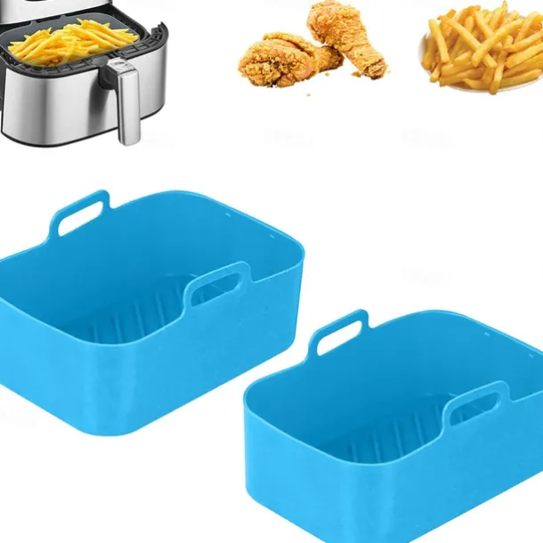1pc Air Fryer Basket, Air Fryer Silicone Pot, Air Fryer, Oven Liner with Handles, Fryer, Ovens, Microwaves, Dishwasher Safe