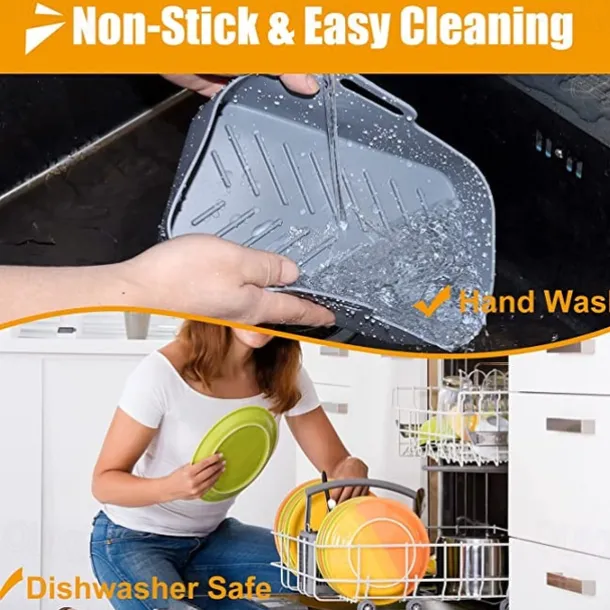 1pc Air Fryer Basket, Air Fryer Silicone Pot, Air Fryer, Oven Liner with Handles, Fryer, Ovens, Microwaves, Dishwasher Safe