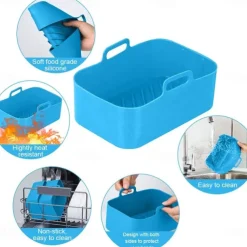 1pc Air Fryer Basket, Air Fryer Silicone Pot, Air Fryer, Oven Liner with Handles, Fryer, Ovens, Microwaves, Dishwasher Safe