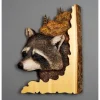1pc Animal Carving Handcraft Wall Hanging Sculpture, Wood Raccoon Bear Deer Hand Painted Decoration, For Home Living Room