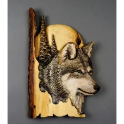 1pc Animal Carving Handcraft Wall Hanging Sculpture, Wood Raccoon Bear Deer Hand Painted Decoration, For Home Living Room
