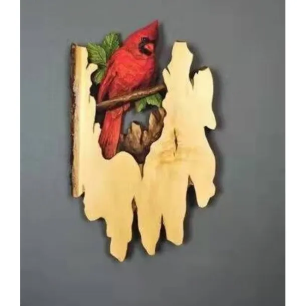 1pc Animal Carving Handcraft Wall Hanging Sculpture, Wood Raccoon Bear Deer Hand Painted Decoration, For Home Living Room