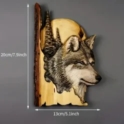 1pc Animal Carving Handcraft Wall Hanging Sculpture, Wood Raccoon Bear Deer Hand Painted Decoration, For Home Living Room