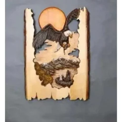 1pc Animal Carving Handcraft Wall Hanging Sculpture, Wood Raccoon Bear Deer Hand Painted Decoration, For Home Living Room