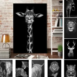 1pc Animal Wall Art Canvas Giraffe Elephant Posters And Prints Modern Wall Art Picture For Living Room No Frame