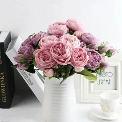 1pc Artificial Flower Stem, Silk Peony, Artificial Flowers Bouquet, Fake Flowers For Home Wedding Decoration Mother's Day Gifts Birthday Gifts