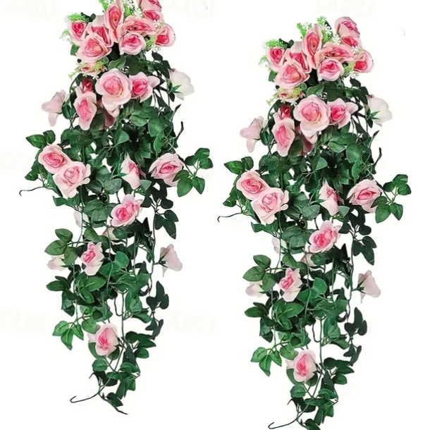 1PC Artificial Hanging Flower (3.3ft), Premium Oxidation Resistance Artificial Flower, Simulation Rose Vine, Real Touch Vine Arrangement, Room Decor, Home Decor, Bedroom Decor, Wedding Decor