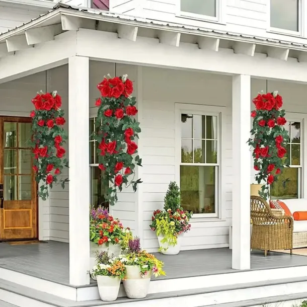 1PC Artificial Hanging Flower (3.3ft), Premium Oxidation Resistance Artificial Flower, Simulation Rose Vine, Real Touch Vine Arrangement, Room Decor, Home Decor, Bedroom Decor, Wedding Decor