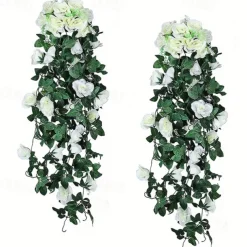 1PC Artificial Hanging Flower (3.3ft), Premium Oxidation Resistance Artificial Flower, Simulation Rose Vine, Real Touch Vine Arrangement, Room Decor, Home Decor, Bedroom Decor, Wedding Decor