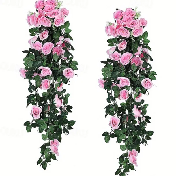 1PC Artificial Hanging Flower (3.3ft), Premium Oxidation Resistance Artificial Flower, Simulation Rose Vine, Real Touch Vine Arrangement, Room Decor, Home Decor, Bedroom Decor, Wedding Decor
