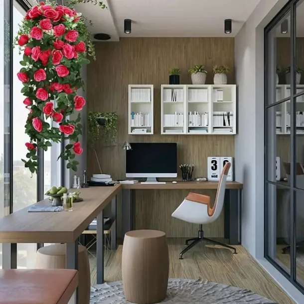 1PC Artificial Hanging Flower (3.3ft), Premium Oxidation Resistance Artificial Flower, Simulation Rose Vine, Real Touch Vine Arrangement, Room Decor, Home Decor, Bedroom Decor, Wedding Decor