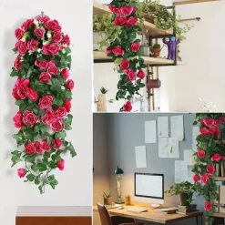 1PC Artificial Hanging Flower (3.3ft), Premium Oxidation Resistance Artificial Flower, Simulation Rose Vine, Real Touch Vine Arrangement, Room Decor, Home Decor, Bedroom Decor, Wedding Decor