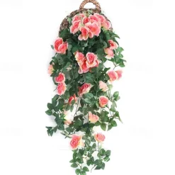 1PC Artificial Hanging Flower (3.3ft), Premium Oxidation Resistance Artificial Flower, Simulation Rose Vine, Real Touch Vine Arrangement, Room Decor, Home Decor, Bedroom Decor, Wedding Decor