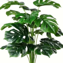 1pc Artificial Palm Tree Leaves Plant, Greenery Fake Tropical Plants, Artificial Monstera Tree Faux Fake Palm Fronds Plant, Suitable For Living Room Bedroom Home Decor, Spring Summer Decor
