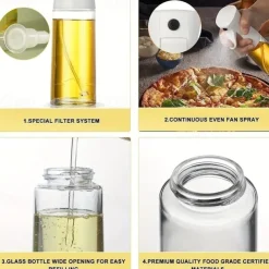 1pc, Baking Oil Sprayer Bottle, Cooking Oil Dispenser, 200ML/300Ml PET Material Oil Sprayer, Air Fryer Spray Bottle,Kitchen Baking Supplies,Canola Oil Sprayer, Salad, Making, Baking, Frying, Grilling,