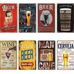 1pc Bar Metal Tin Sign Beer Tin Sign Vintage Bar Club Signs Wall Decor, Painting Wall Hanging for Home Decor Wall Art Metal Tin Sign 20x30cm/8''x12''