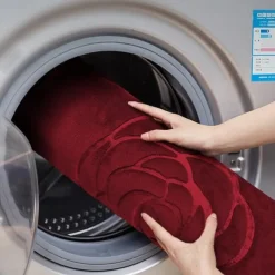 1pc Bath Rugs, Rose Flower Patterned Bathroom Bath Mat Flannel Non-slip Carpet Bathtub Floor Rug Shower Room Doormat Memory Foam Mat Washable Carpet