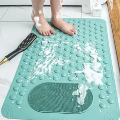 1pc Bathroom Rubber Non-slip Mat - Shower Foot Mat With Draining Holes & Suction Cups - For Bathroom Kitchen Laundry & Bedroom - Suitable for Wet Surfaces - Perfect Gift for Housewarming
