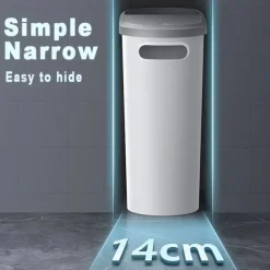 1pc Bathroom Trash Can, Household Creative Slit Trash Can, Bathroom Press Type Trash Can With Lid, Simple Paper Basket, Large Capacity Trash Can, Home Essential