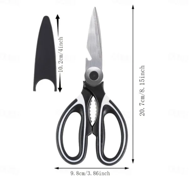 1pc BBQ Scissors, Sharp Kitchen Scissors, Stainless Steel Multipurpose Shears For Meat Cutting, Kitchen Supplies