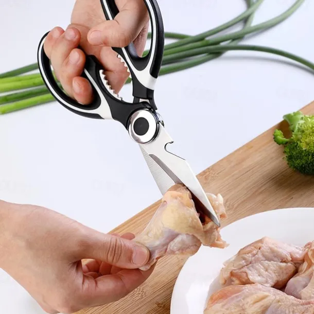 1pc BBQ Scissors, Sharp Kitchen Scissors, Stainless Steel Multipurpose Shears For Meat Cutting, Kitchen Supplies