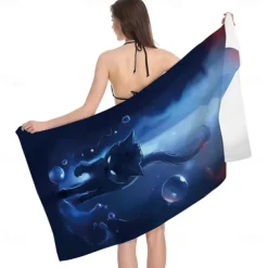 1PC Beach Swimming Towels Tiger Lion Wolf Cartoon Animal Pattern Printing Folded Quick-Dry Soft Towels Home Decor Travel