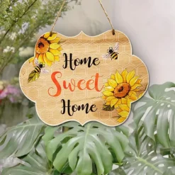 1pc Bee Wall Hanging, Wooden Animal Pattern Plaque Sign Wll Decor Accessories, For Garden Cafe Room Decor Household Items 6.3''x9''