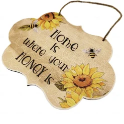 1pc Bee Wall Hanging, Wooden Animal Pattern Plaque Sign Wll Decor Accessories, For Garden Cafe Room Decor Household Items 6.3''x9''