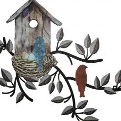 1pc Bird's Nest Metal Wall Art Outdoor Decor Rust Proof Wall Sculpture Ideal For Garden, Home, Farmhouse, Patio And Bedroom