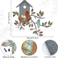 1pc Bird's Nest Metal Wall Art Outdoor Decor Rust Proof Wall Sculpture Ideal For Garden, Home, Farmhouse, Patio And Bedroom