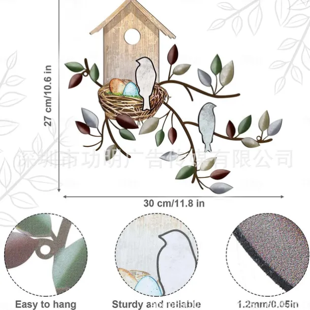 1pc Bird's Nest Metal Wall Art Outdoor Decor Rust Proof Wall Sculpture Ideal For Garden, Home, Farmhouse, Patio And Bedroom