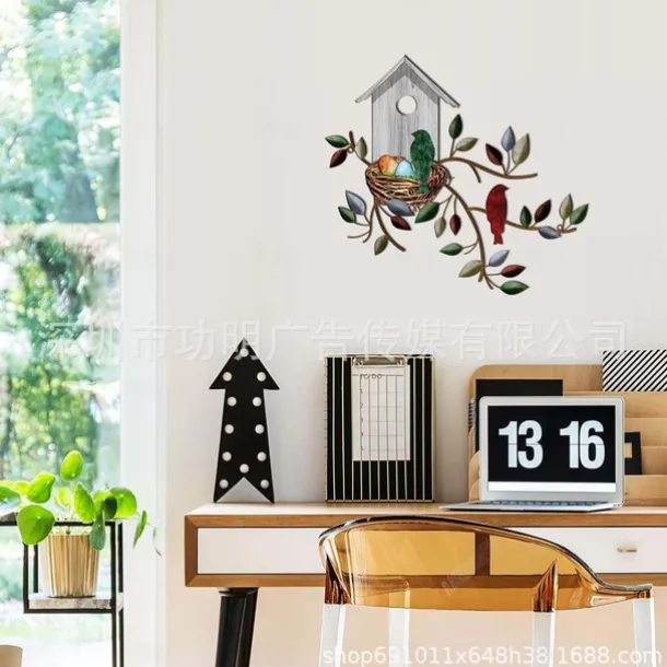 1pc Bird's Nest Metal Wall Art Outdoor Decor Rust Proof Wall Sculpture Ideal For Garden, Home, Farmhouse, Patio And Bedroom