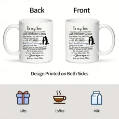1pc Birthday Gift Mug For Son 11oz Ceramic Coffee Mug To My Son Love Mom Touching Quote Great Xmas Gift Graduation Present For Him Christmas Mother Son Gift