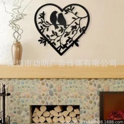 1pc Branch Bird Metal Heart-shaped Wall Art Outdoor Decor Rust Proof Wall Sculpture Ideal For Garden, Home, Farmhouse, Patio And Bedroom