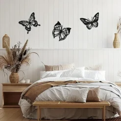 1pc Butterfly Metal Wall Decor, Black Dragonfly Hummingbird Butterfly Metal Wall Art Hanging Wall Decor, Suitable For Modern Farmhouse Rustic Home Living Room Bathroom Indoor Outdoor Decor, Home Decor