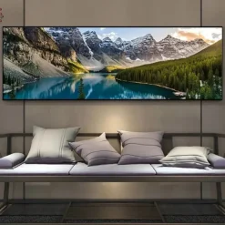 1pc Canvas Painting Lake Forest Mountain Scenery Painting Wall Art Decor For Living Room Bedroom No Frame