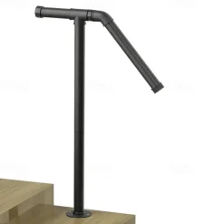 1pc Cast Iron Stair Handrail Kit, Outdoor Vertical Metal Rail, Varnished Finish, with Surface Mount for Exterior Staircase Safety