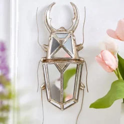 1PC Ccreative Rresin Mmaterial Gold Asilver Uunicorn Beetle Home Decoration Hhandicraft Wall Hanging with a Special Design Of Mmirror Inlaid Surface is a Good Collectible For Iinsect Eenthusiasts